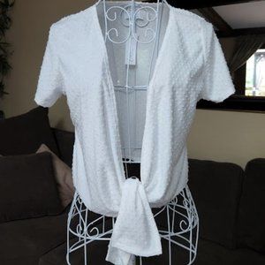 NWT LIVI by Olivia Rae eyelet white tie front cardigan sz Large